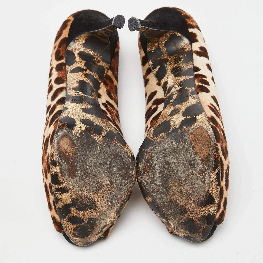 Dolce & Gabbana Dolce & Gabbana Beige/Brown Leopard Print Calfhair Peep Toe Pumps Size 39 6