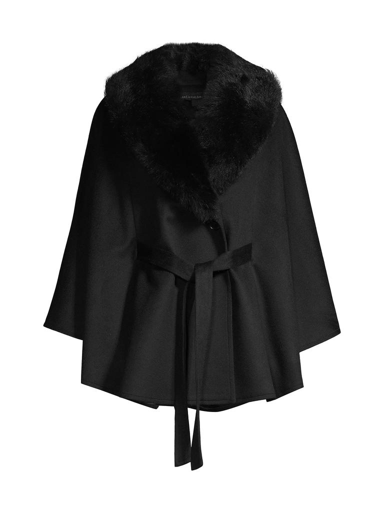 Sofia Cashmere Shearling Collar Wrap Belted Coat