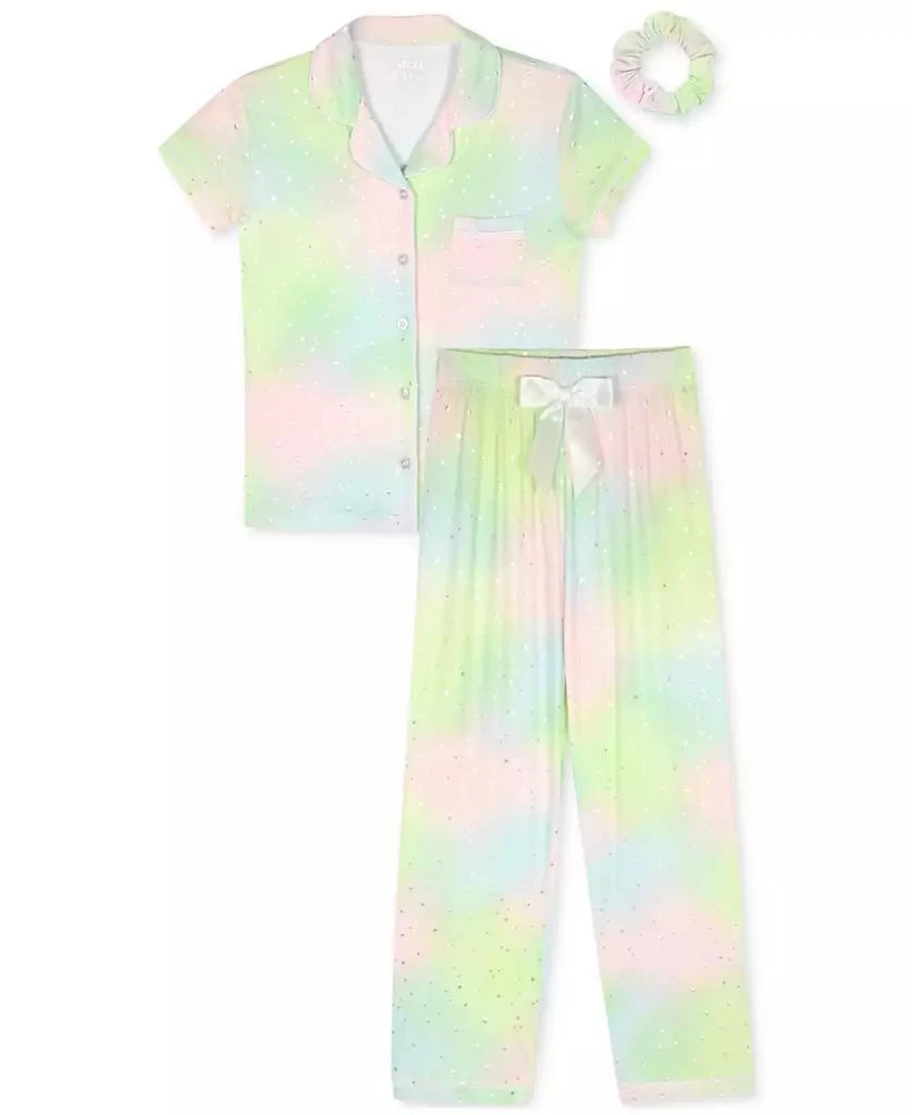 Max & Olivia Big Girls Metallic-Print Tie-Dyed Pajama Set 1