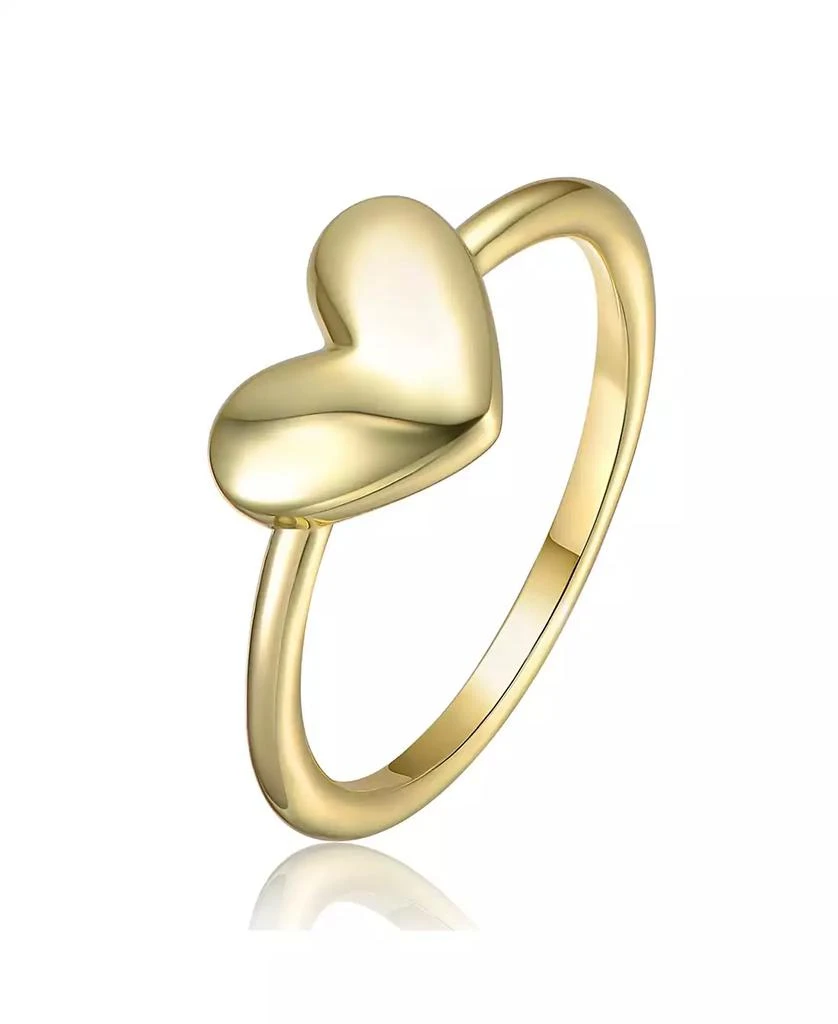 GiGiGirl Minimalist Heart-Shaped Band Ring in White Gold Plated, 14K Gold Plated, or 18K Rose Gold Plated