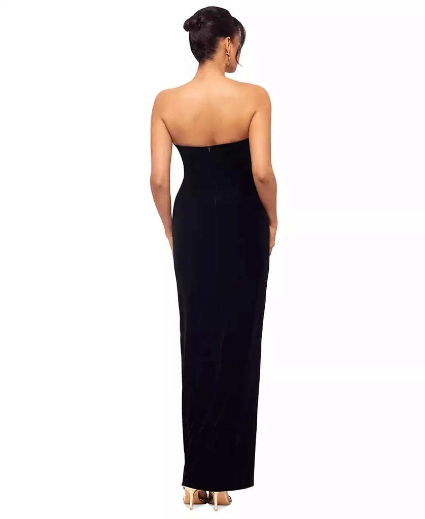 Betsy & Adam Women's Velvet Tuxedo Strapless Gown 2