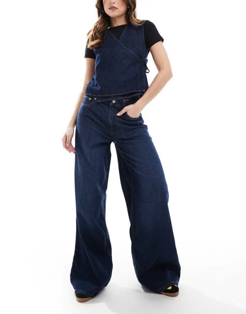 ASOS ASOS DESIGN wide leg jean in rinse - NAVY 1
