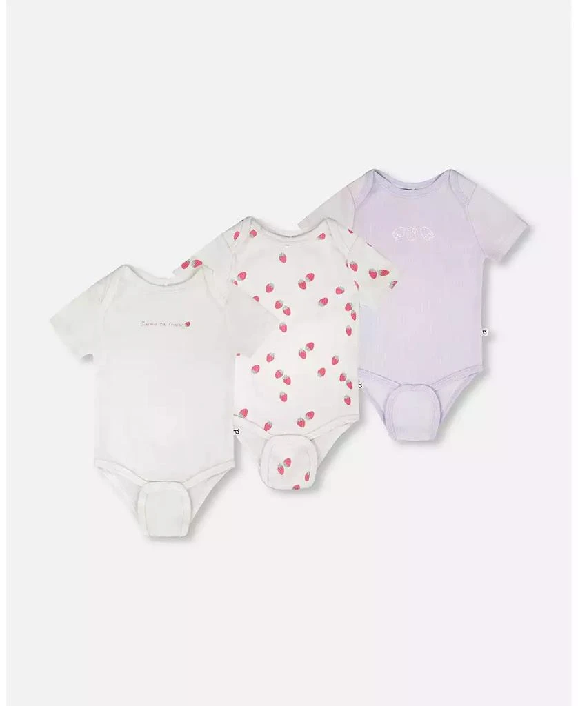 Deux par Deux Baby Girls Evolutive Cotton Jersey 3 Pack Onesie