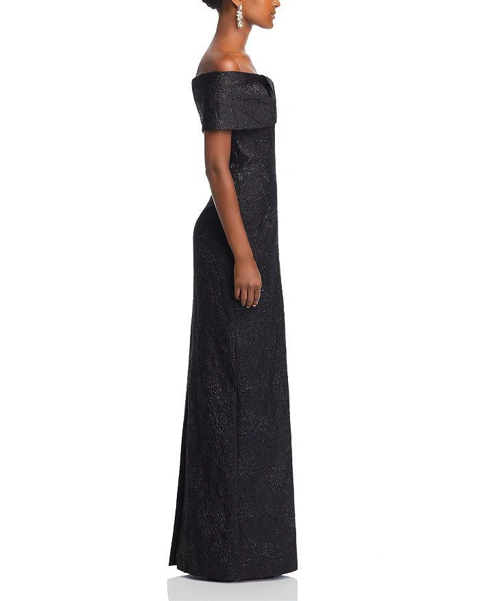 Teri Jon Metallic Off-the-Shoulder Jacquard Gown 5