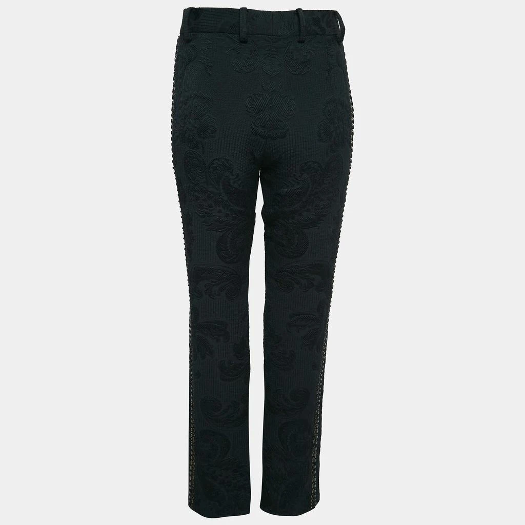 Salvatore Ferragamo Salvatore Ferragamo Black Floral Jacquard Lace-Up Trousers M 3
