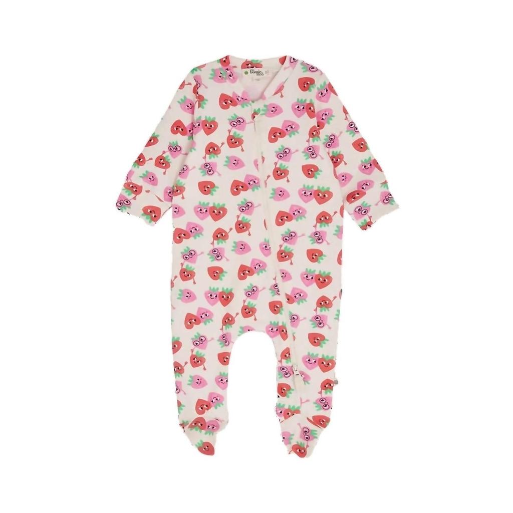 The Bonnie Mob Babys Strawberry Zip Front Sleepsuit In Red