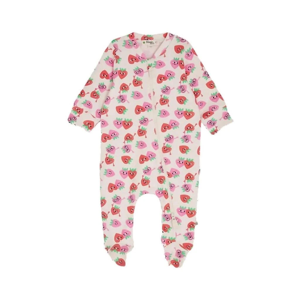 The Bonnie Mob Babys Strawberry Zip Front Sleepsuit In Red 1