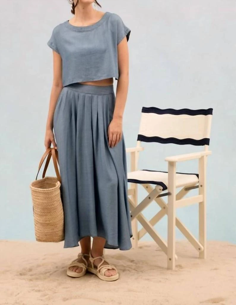 Blu Pepper Blu Pepper - Chambray Pleated Midi Skirt 3