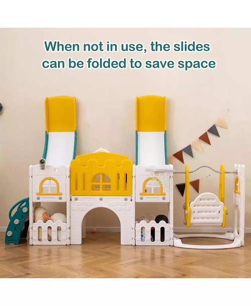 SUGIFT 10-in-1 Toddler Slide and Swing Set with Double Slides and Tunnel 2