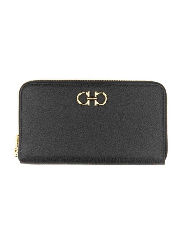 Salvatore Ferragamo Textured Black Calfskin Gancini Wallet
