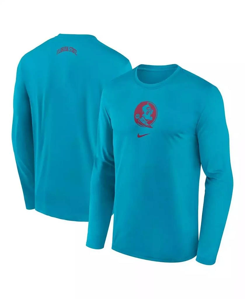 NIKE Men's Turquoise Florida State Seminoles On-Court Basketball Shootaround Performance Long Sleeve T-Shirt 1