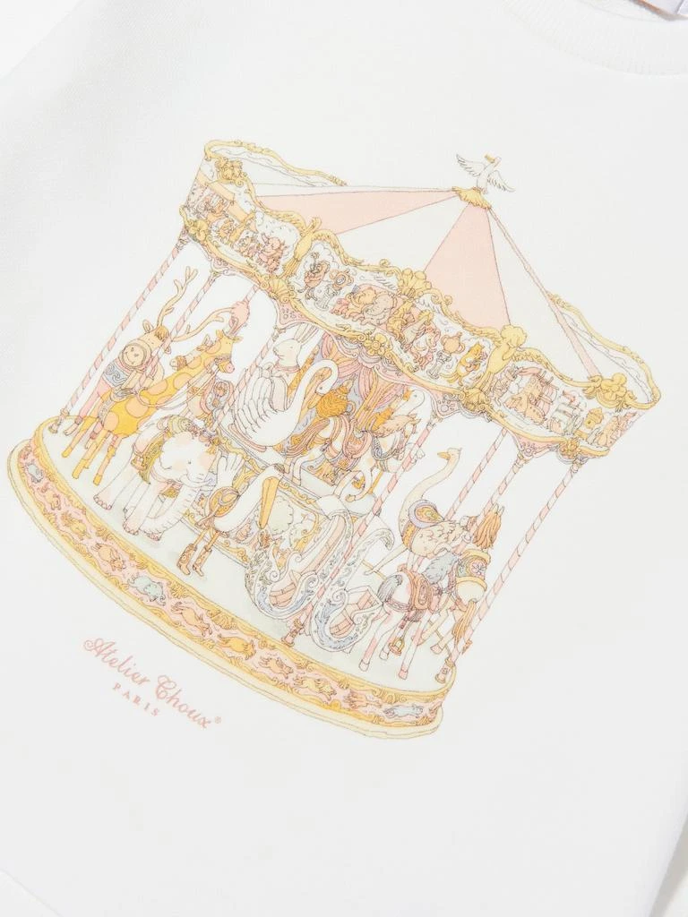 Atelier Choux Atelier Choux Girls Carousel Sweatshirt in Ivory 3