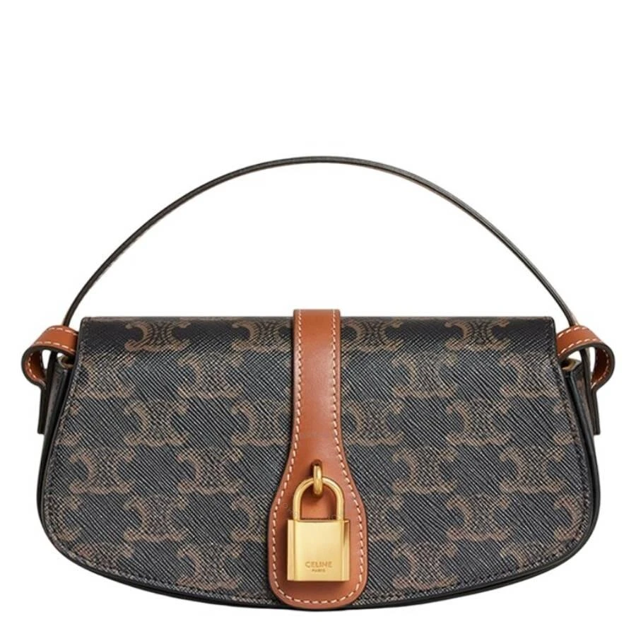 Celine Triomphe Canvas and Calfskin Clutch On Strap 1
