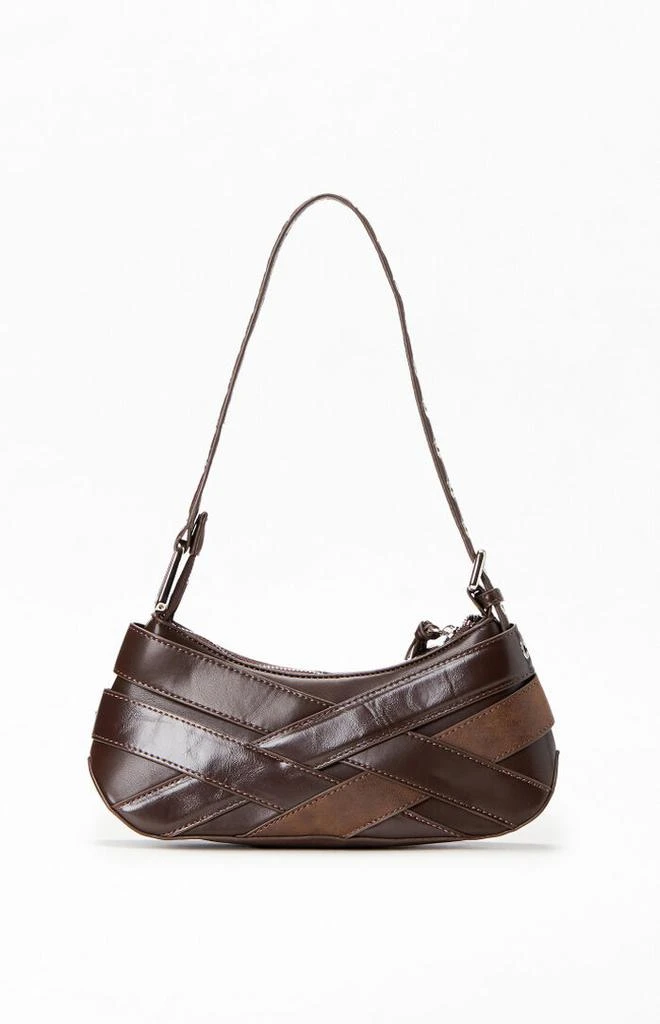 PacSun Brown Faux Leather Cross Buckle Shoulder Bag 3