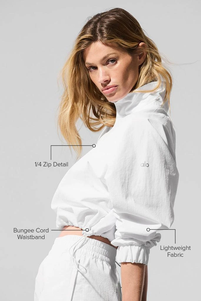 Alo Cropped 1/4 Zip Alumni Pullover - White 2
