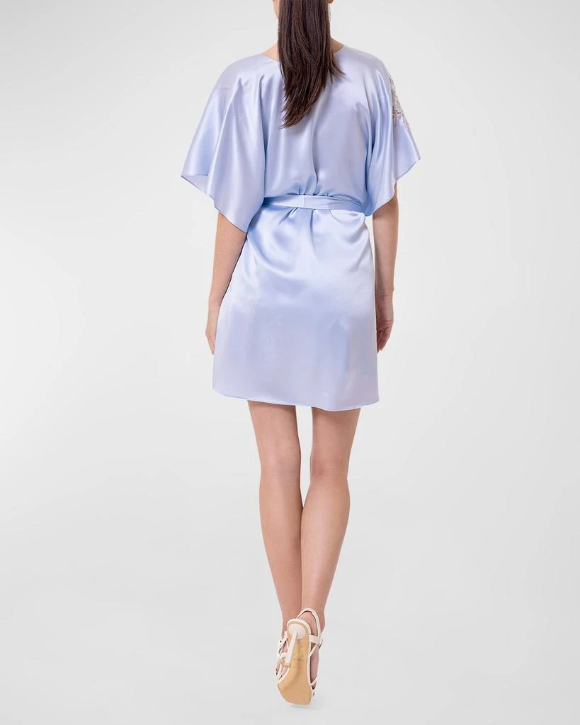 Christine Lingerie Lace-Trim Silk Charmeuse Mini Robe 3