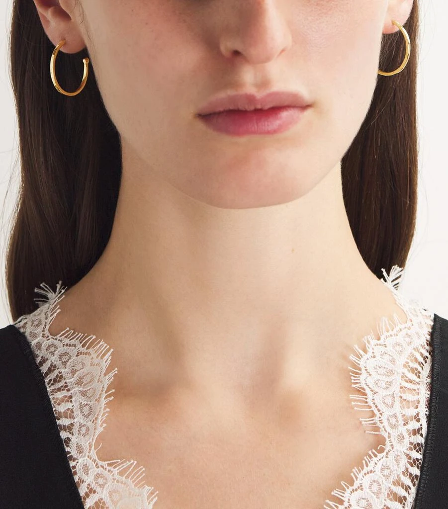 Jennifer Meyer Small Yellow Gold Hammered Hoop Earrings 5