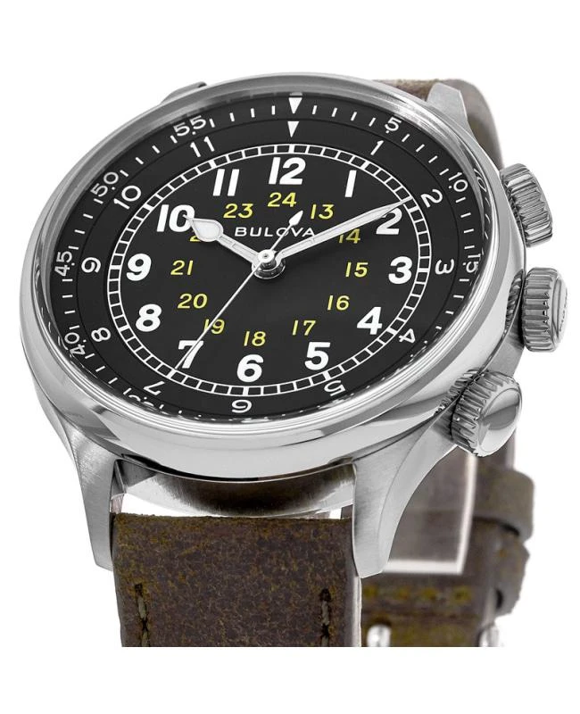 Bulova Bulova A-15 Pilot Black Dial Brown Leather Strap Men's Watch 96A245 2