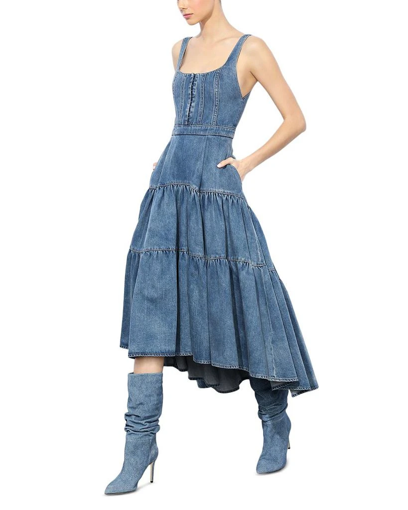 Alice + Olivia Diana Tiered Denim Dress 4