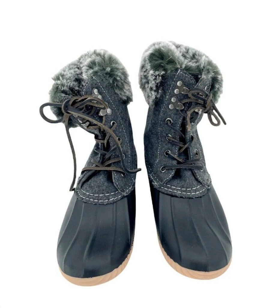 Report Women
s Faux Fur Lining Tweed And Rubber Lace Up Duck Rain Boots In Grey 2