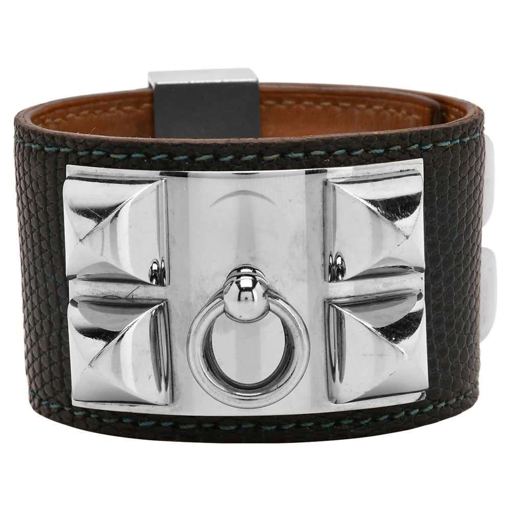 Hermes Hermes Blue Leather Lizard Collier de Chien Wide Bracelet 1