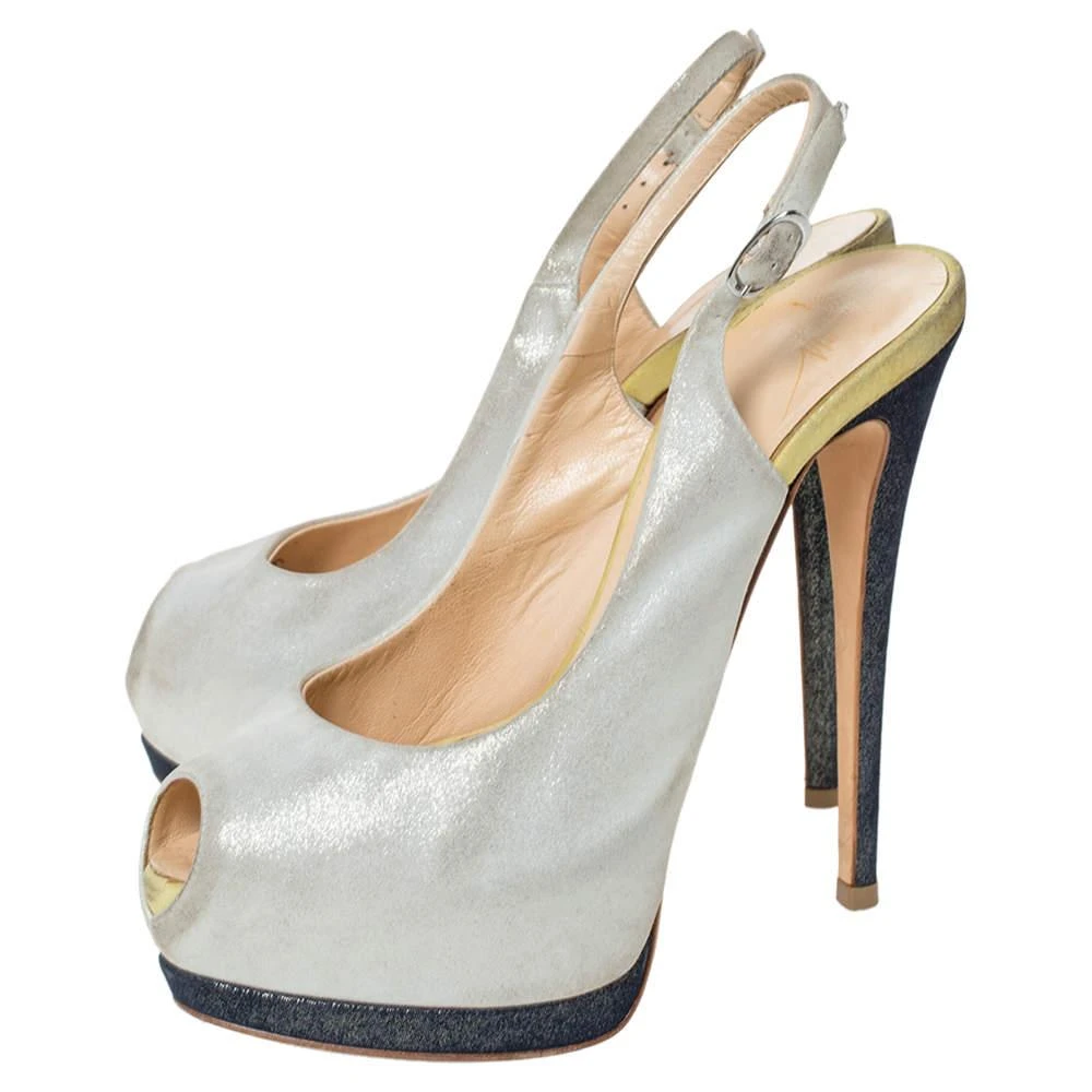 Giuseppe Zanotti Guiseppe Zannotti Tri Color Nubuck Peep Toe Slingback Platform Sandals Size 36.5 4