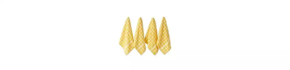 Design Imports Basic Terry Collection Windowpane Dishtowel Set, 16x26", Yellow Check, 4 Piece 5