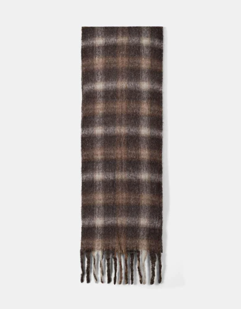 Bershka Bershka Collection check scarf in brown 3