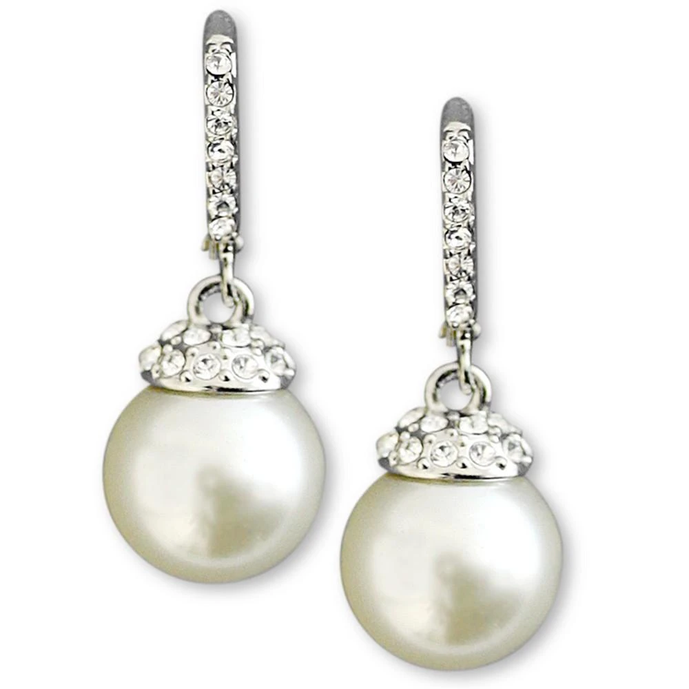 Givenchy Earrings, Crystal Accent and White Glass Pearl 1