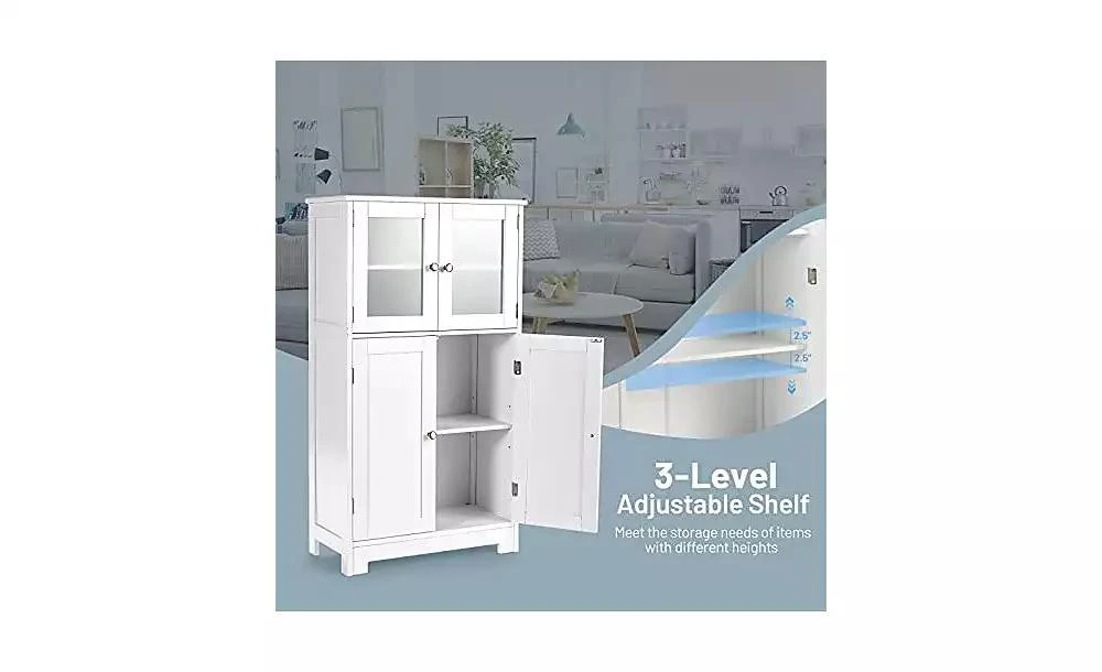 Volenca Bathroom Floor Storage Locker Kitchen Cabinet with Doors and Adjustable Shelf 4