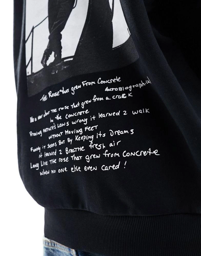 ASOS ASOS DESIGN unisex license oversized sweatshirt with Tupac graphics in black 3