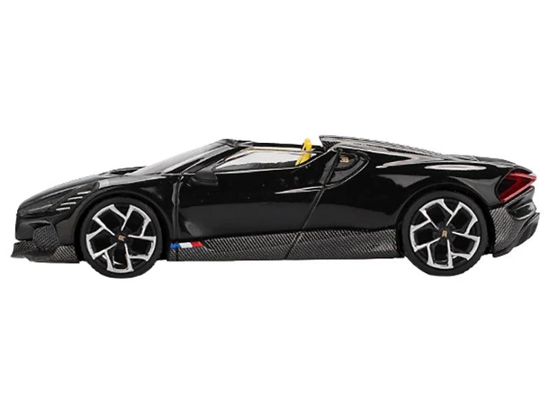 Mini GT Bugatti W16 Mistral Black with Yellow Interior Limited Edition 1/64 Diecast Model Car by 2