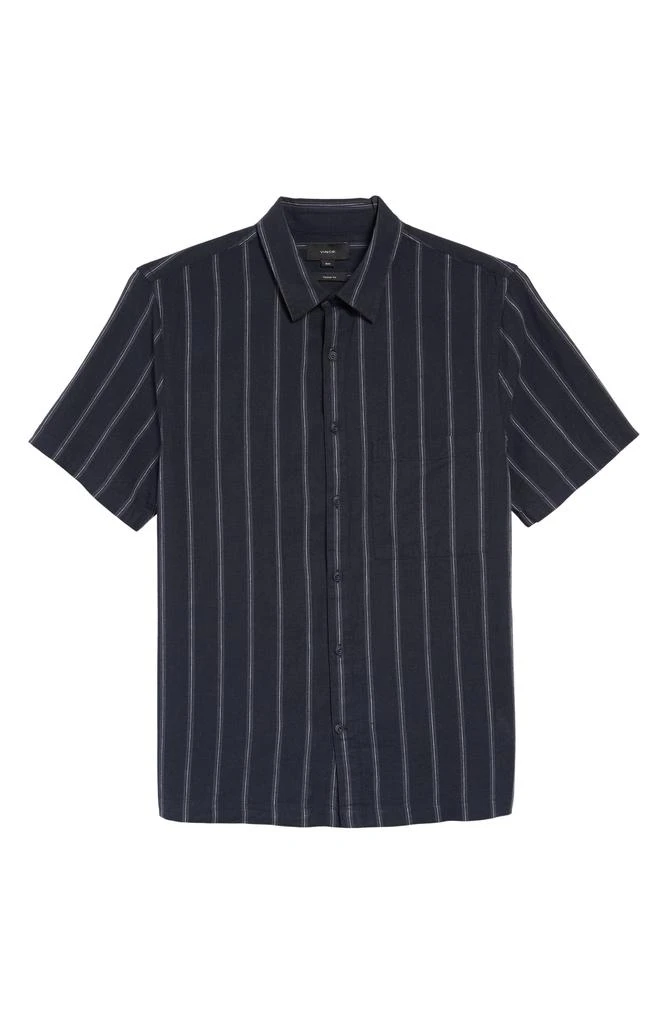 Vince Windsor Stripe Short Sleeve Linen Button-Up Shirt 6
