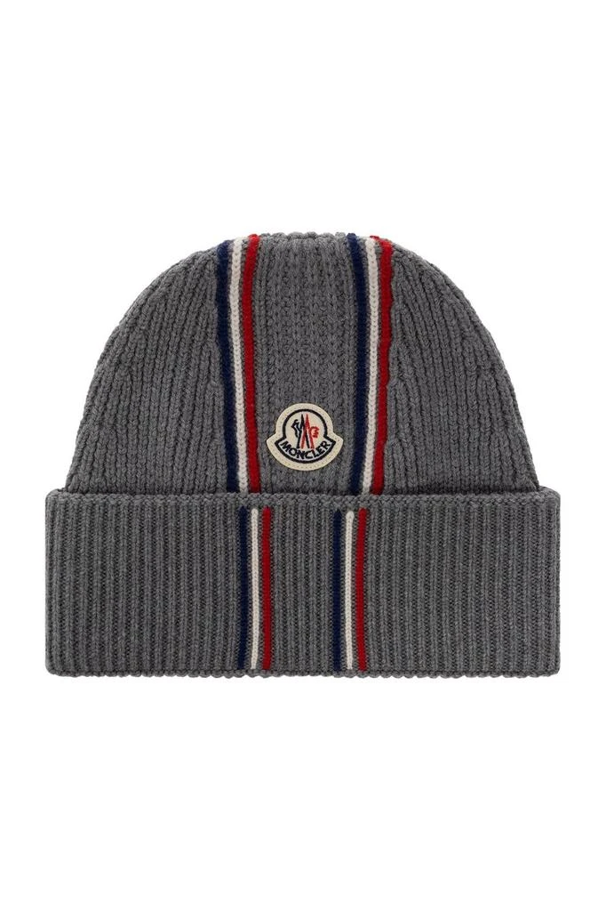 Moncler Moncler Logo Patch Knitted Beanie 1