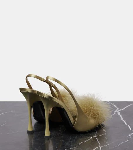 Yves Saint Laurent Paradis 110 feather-trimmed satin sandals 2