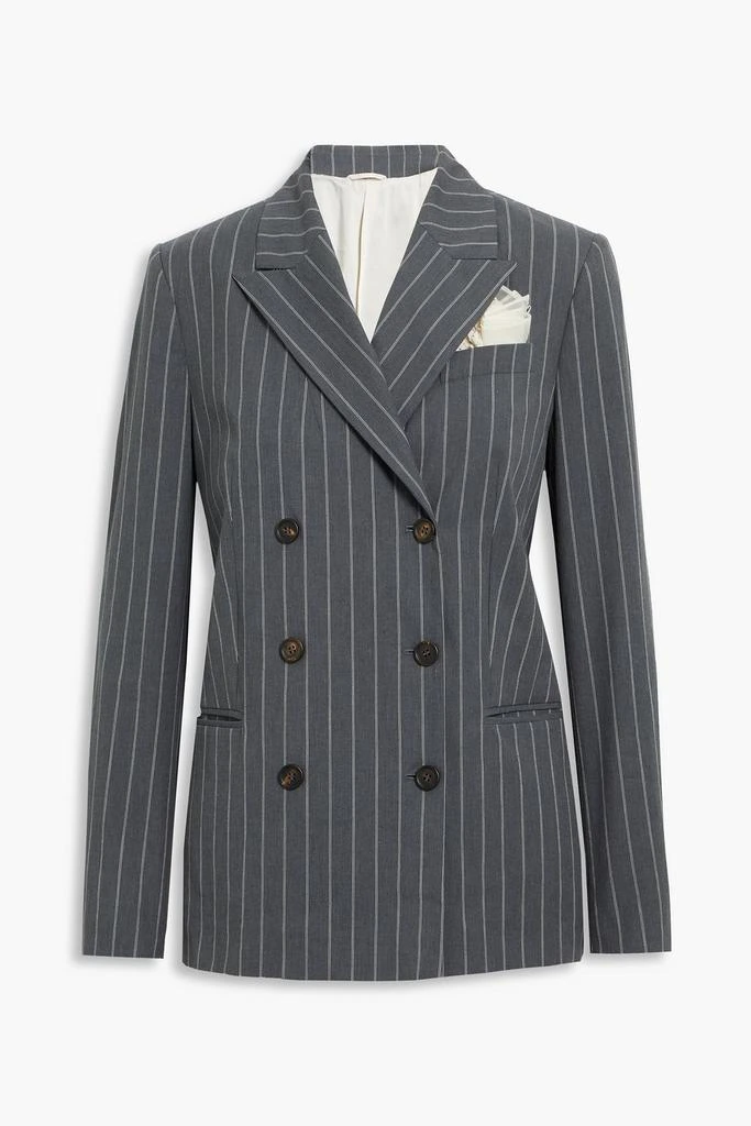 Brunello Cucinelli Pinstriped double-breasted cotton-blend woven blazer