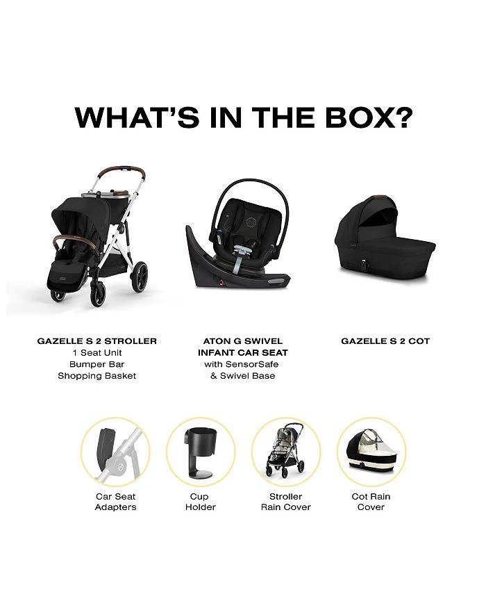 Cybex Gazelle S 2 Single to Double + Aton G Swivel Travel System with Gazelle S Cot 4