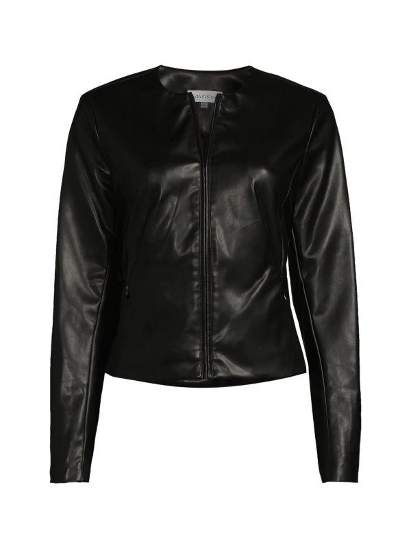 Calvin Klein Splitneck Faux Leather Jacket 3