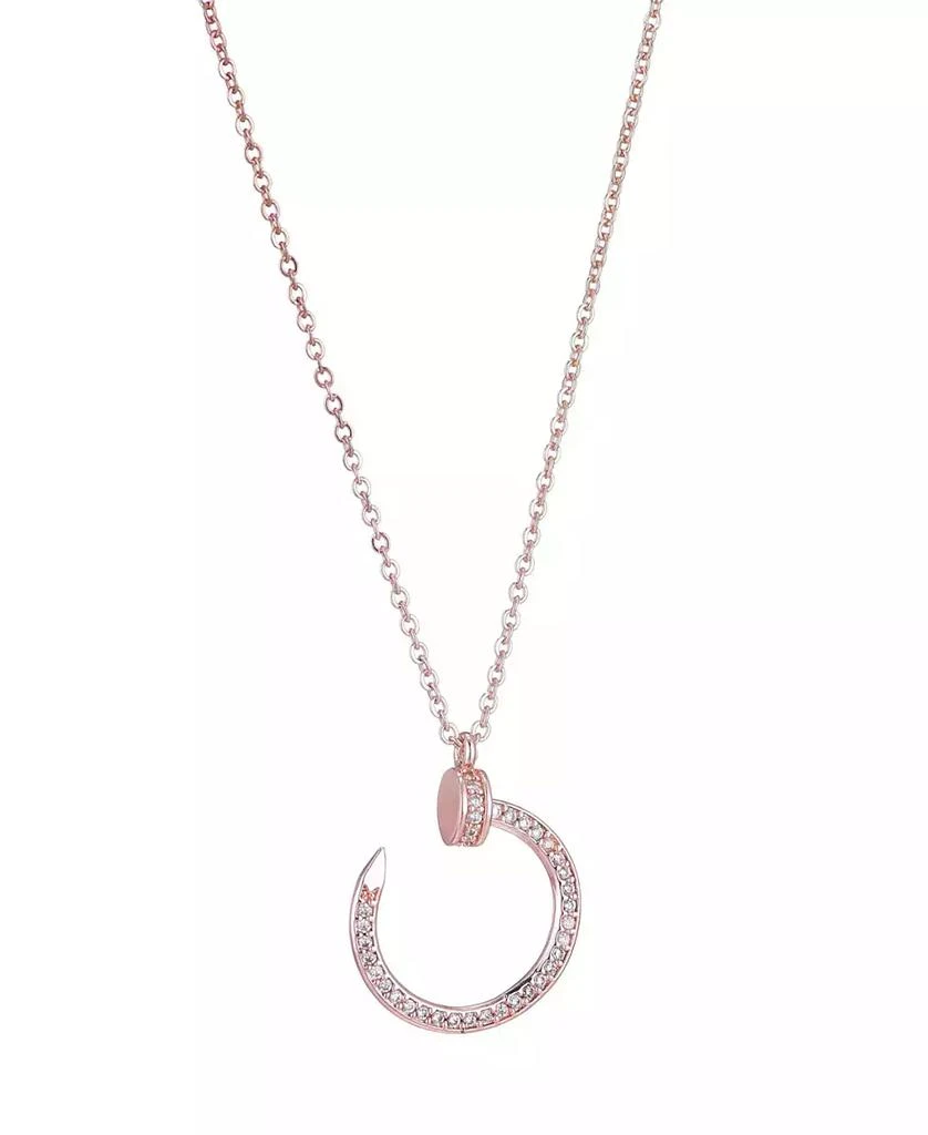 ADORNIA Rose Gold CZ Curved Nail Ring Necklace