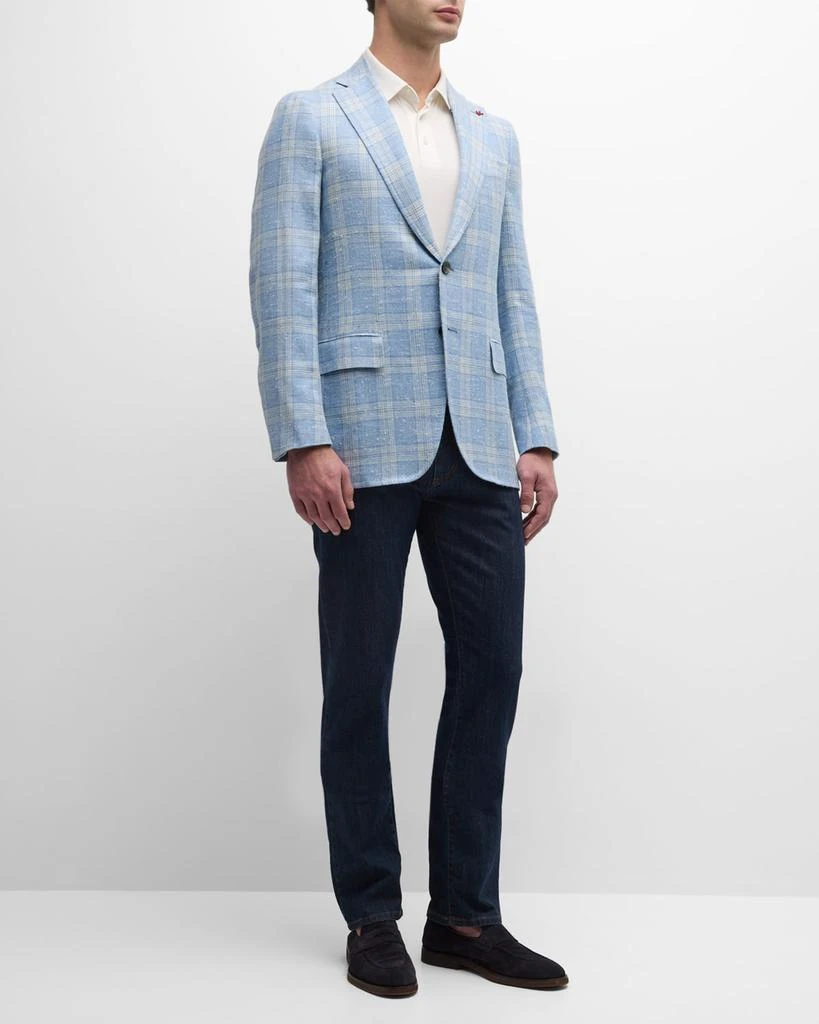 Isaia Men's Plaid Linen-Blend Sport Coat 2