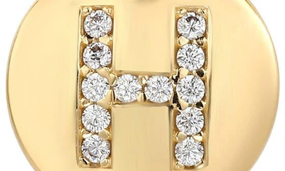 Suzy Levian Yellow Sterling Silver White Cubic Zirconia Initial Disc Pendant Necklace 3