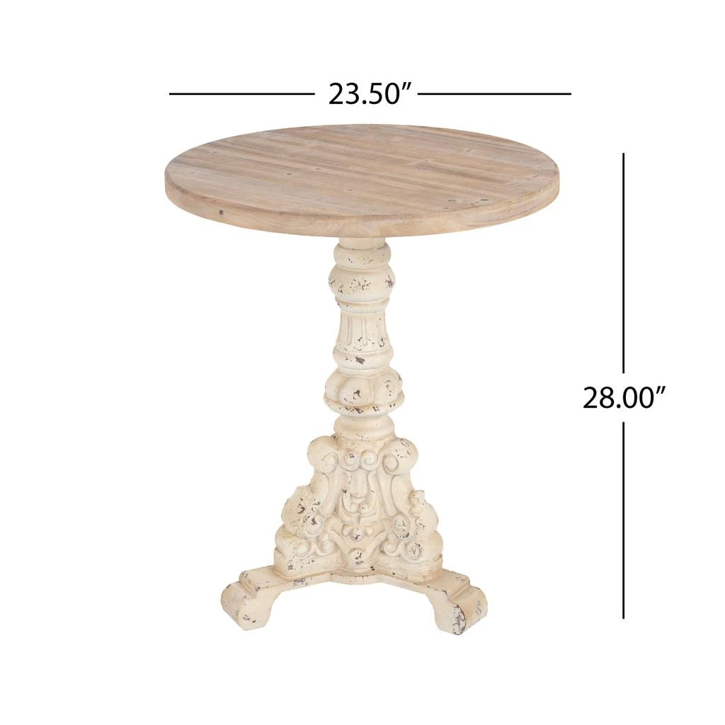 Streamdale Furniture Streamdale Accent Coffee Table, Antique Pedestal, Solid Wood Top, Natural+Antique White 5