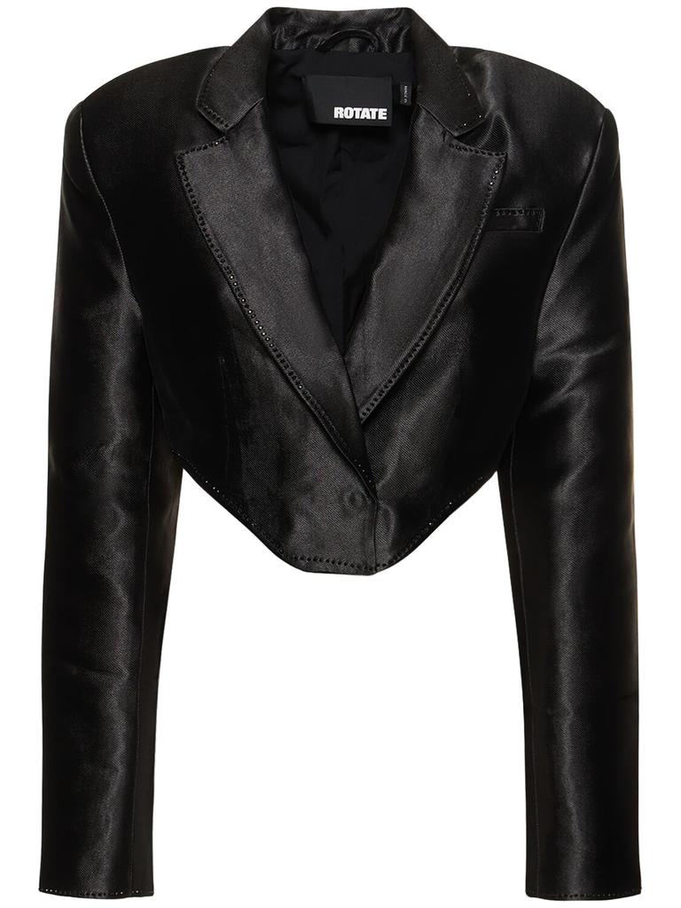 ROTATE Embellished Viscose Blend Crop Blazer