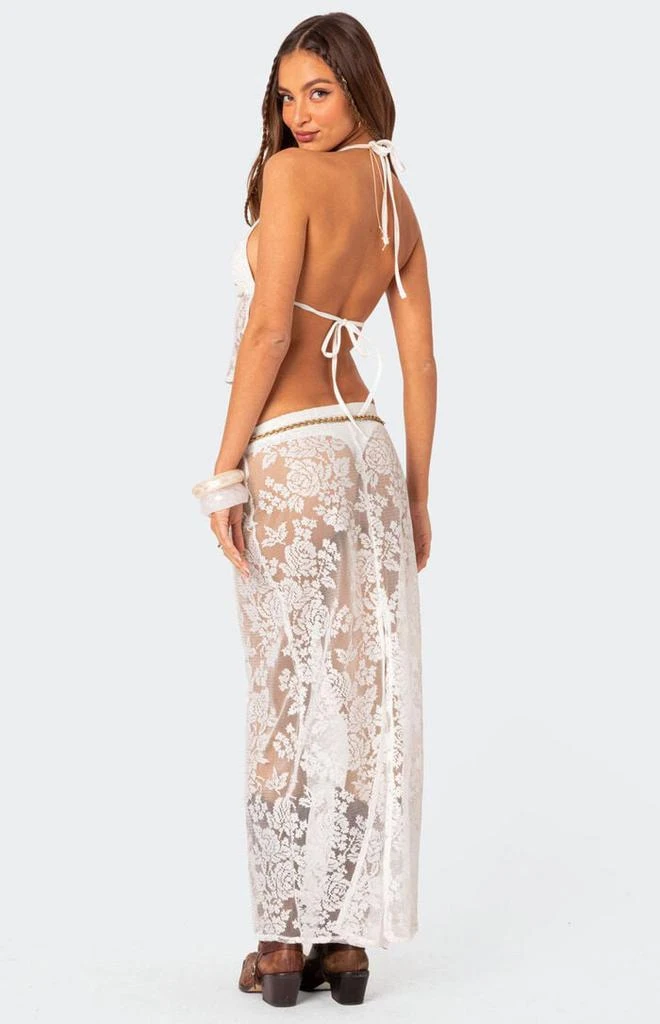 Edikted Bess Open Back Sheer Lace Halter Top 3