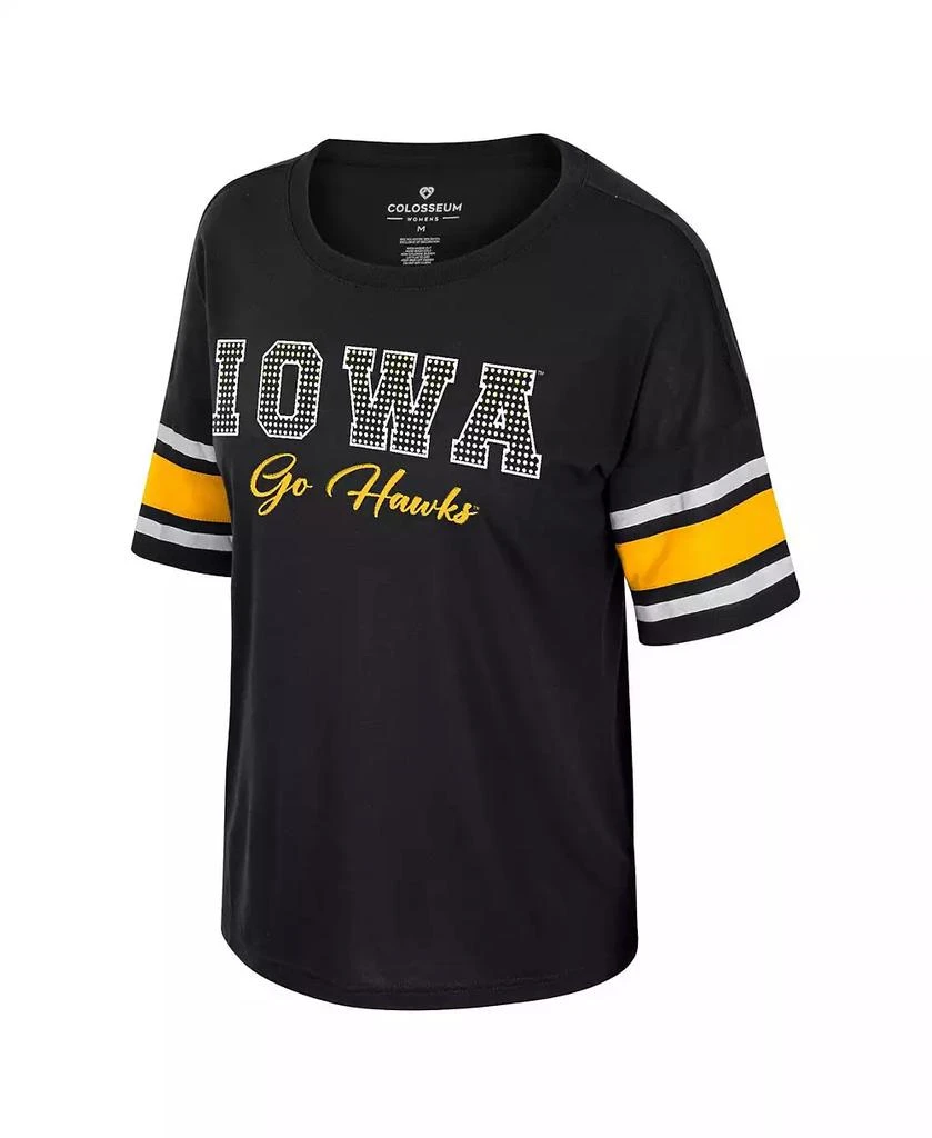 Colosseum Women's Black Iowa Hawkeyes I'm Gliding Here Rhinestone T-shirt 3