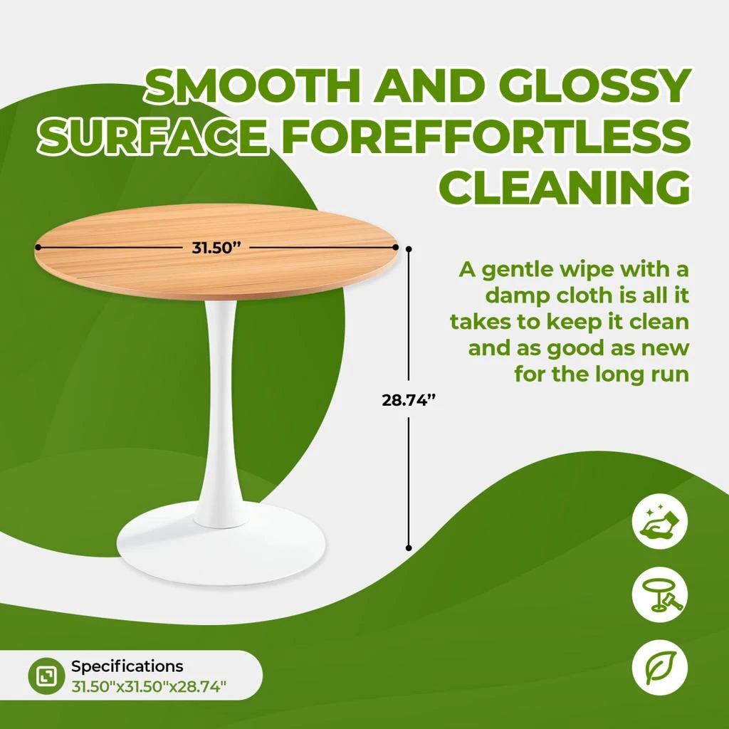 Streamdale Furniture Streamdale 31.5" Oak Tulip Dining Table (Seats 2-4) 4