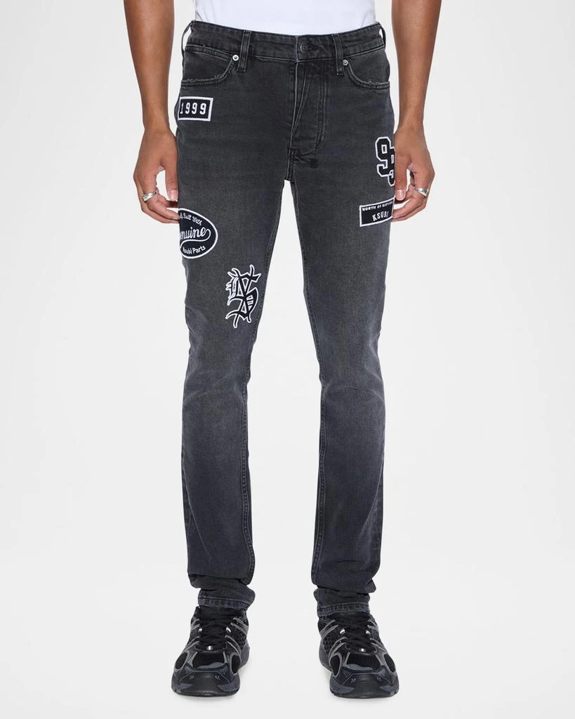 Ksubi Men's Van Winkle Roadhouse Black Patched Skinny Jeans 3