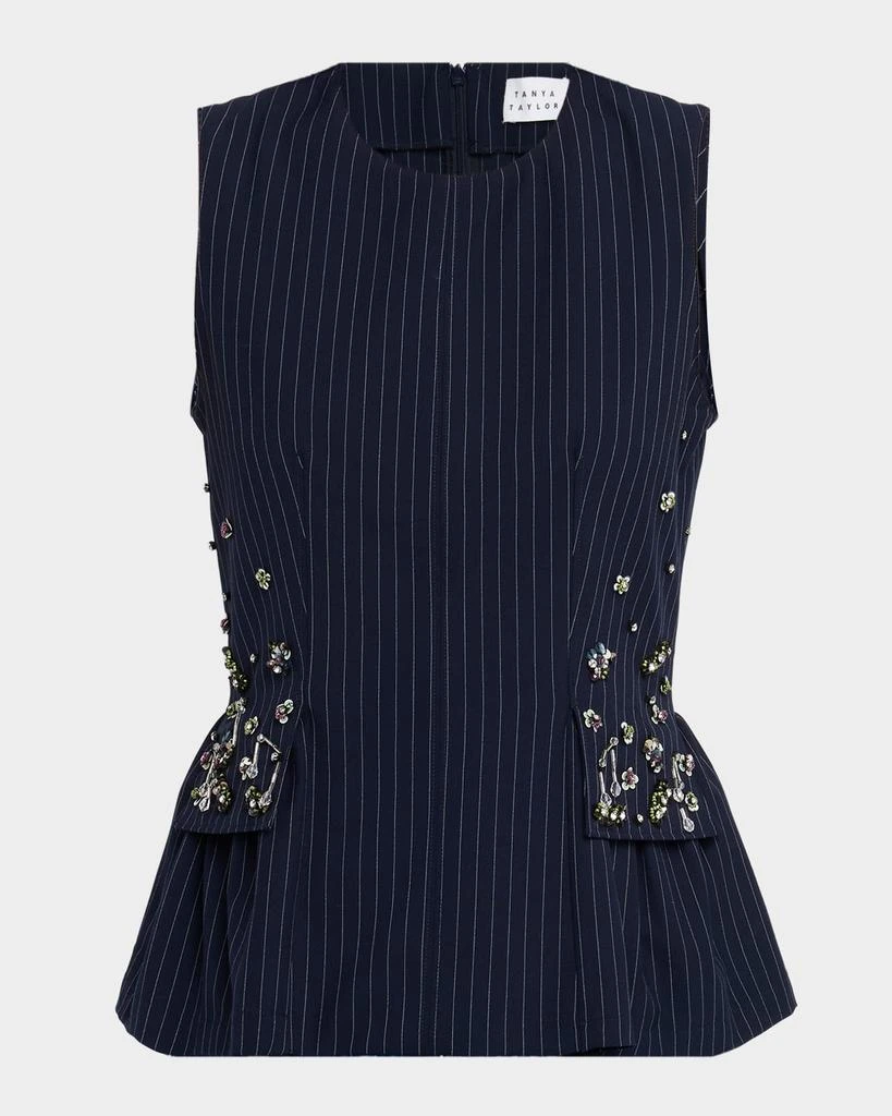 Tanya Taylor Astrid Embellished Sleeveless Top