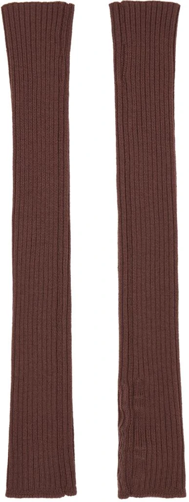 Rick Owens Brown Porterville Ribbed Arm Warmers 1