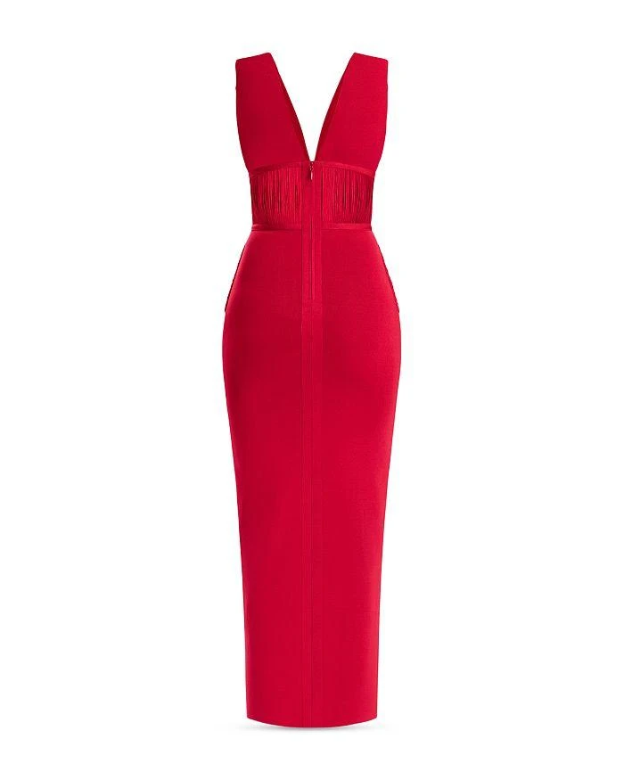 Herve Leger Lillian Draped Fringe Gown 10